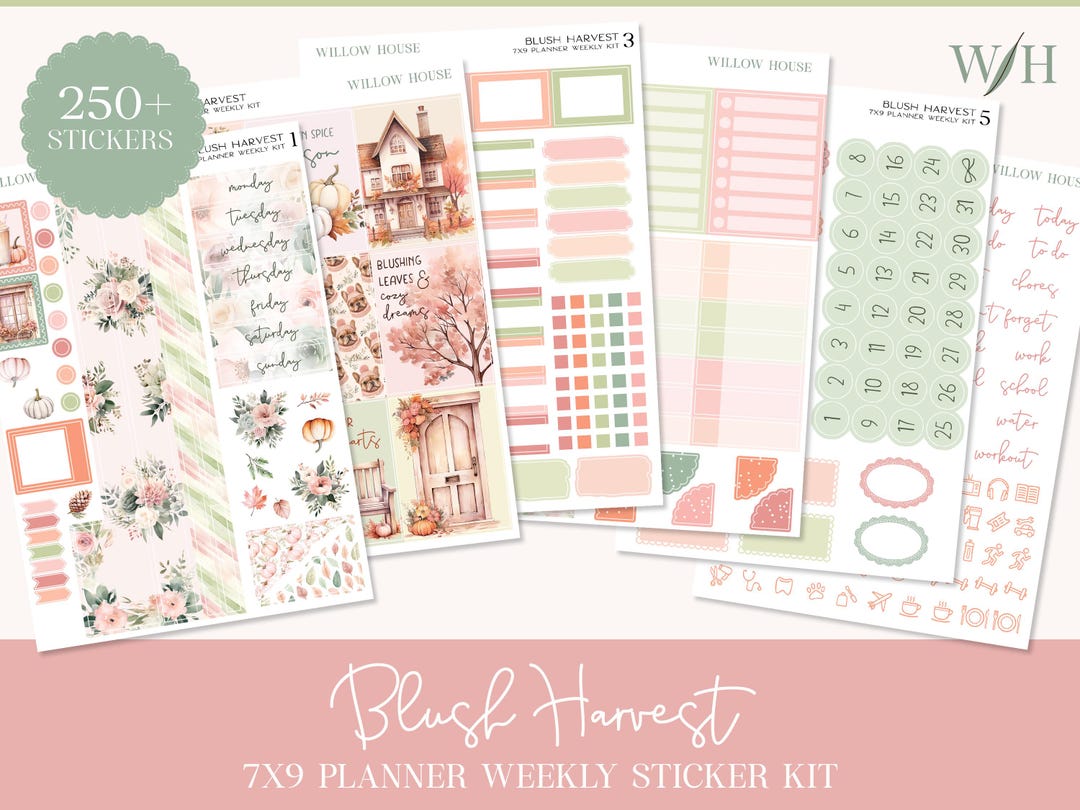Blush Harvest 7x9 Weekly Planner Sticker Kit – Erin Condren & Happy ...