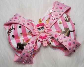 Ballerina Pink purple big Hair Bow birthday party bow girls clip