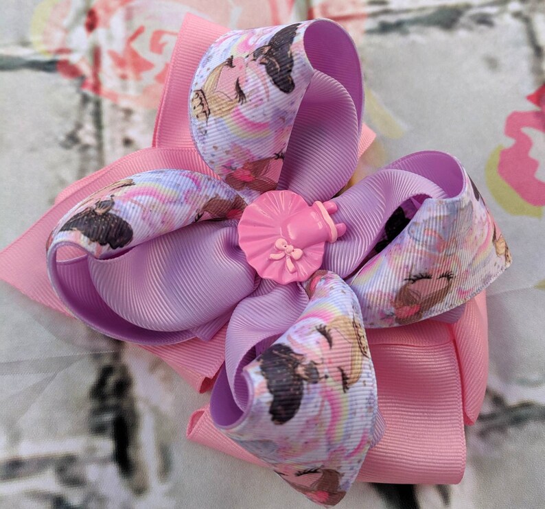 Ballerina Pink purple big Hair Bow birthday party bow girls clip