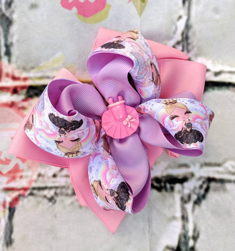 Ballerina Pink purple big Hair Bow birthday party bow girls clip