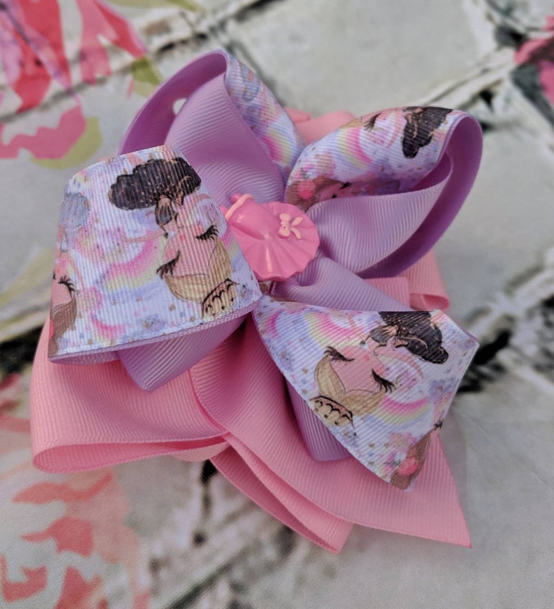 Ballerina Pink purple big Hair Bow birthday party bow girls clip