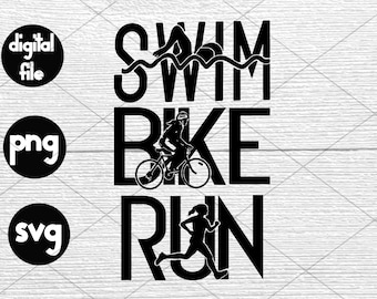 Triatlón SVG: Calcomanía para nadar, andar en bicicleta y correr, regalo de Ironman (descarga digital)