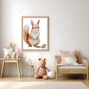 Acquerello scoiattolo , squirrel watercolor print, nursery art print, kids room print