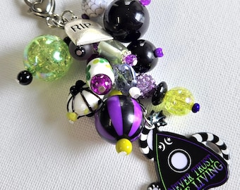 Halloween Beaded Purse Charm, Spooky Tote Bag Bling