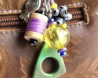 Coraline Inspired Beaded Purse Charm: Halloween Bag Bling