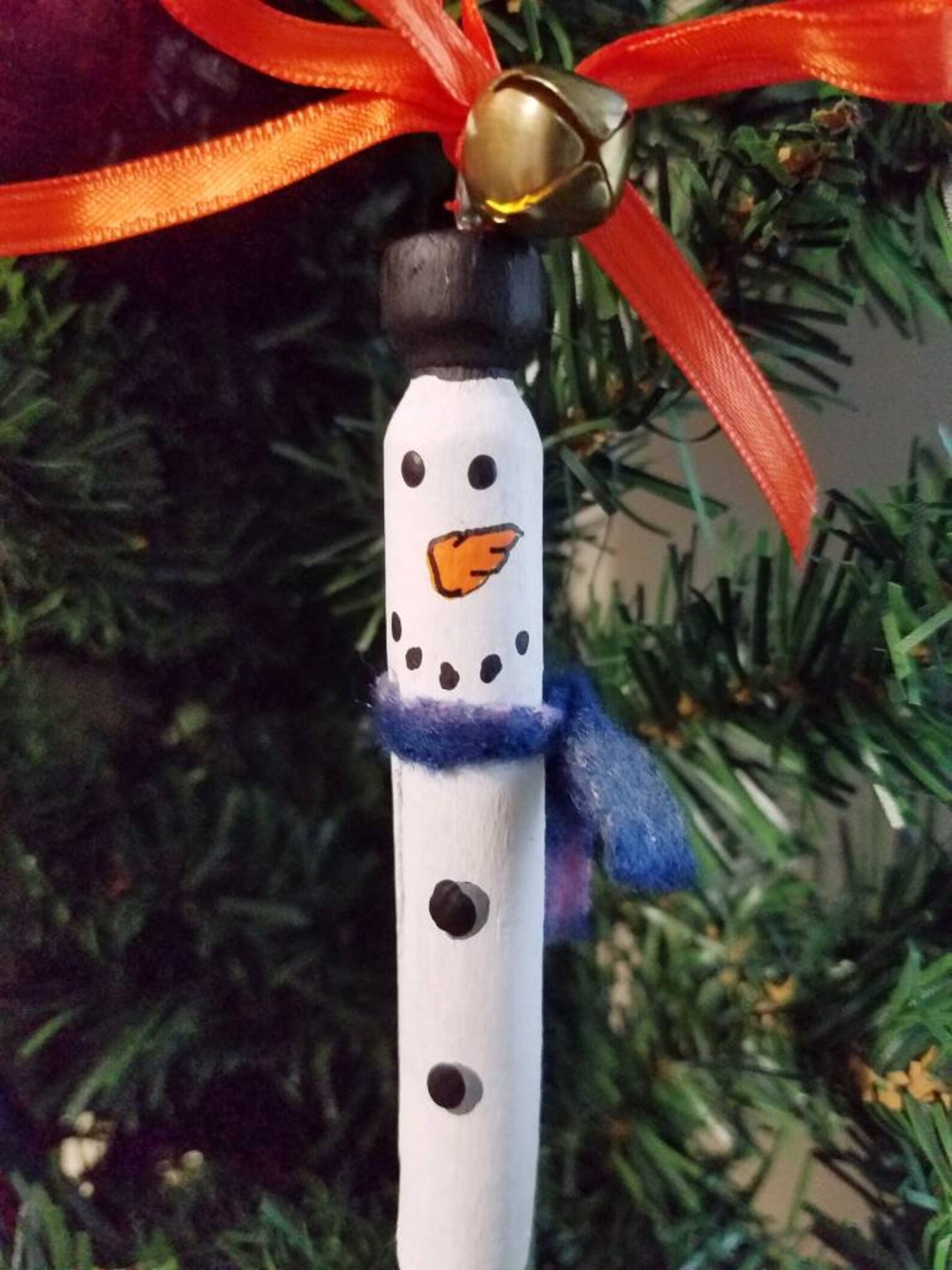 6 Handmade clothespin snowman ornaments wooden snowman Etsy