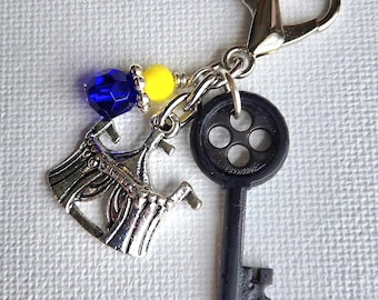 Coraline Inspired Beaded Purse Charm: Halloween Bag Bling