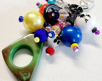 Coraline Inspired Beaded Purse Charm: Halloween Bag Bling