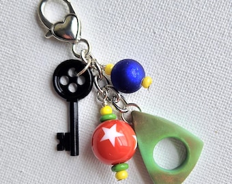 Coraline Inspired Beaded Purse Charm: Halloween Bag Bling