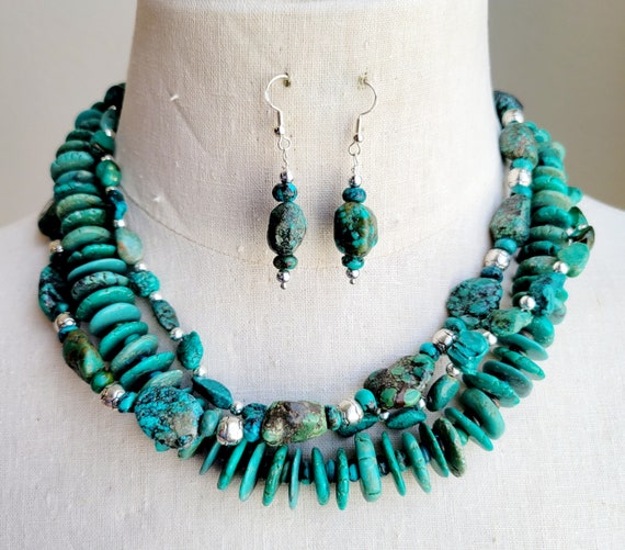 Blue stone statement best sale necklace