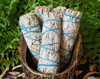 White Sage Smudge Stick | Cleansing Purifying Protection | Banish Negative Energy | 4" Sage Bundle | Spiritual Ritual Tool | Incense