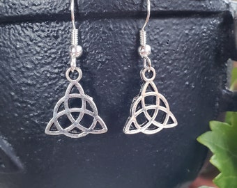 Silver Triquetra Earrings | Handmade Jewelry | Occult Witch Goth Jewelry | Lightweight Dangle Earrings | Celtic Knot | Pagan Symbol