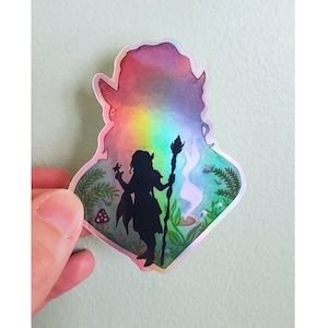 Caduceus Critical Role Holographic Sticker | Art Print | Watercolor Painting | Critter CR Fanart D&D | 2.3x3.0 inch Glossy | Stationary