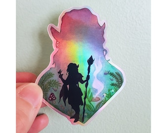 Caduceus Critical Role Holographic Sticker | Art Print | Watercolor Painting | Critter CR Fanart D&D | 2.3x3.0 inch Glossy | Stationary