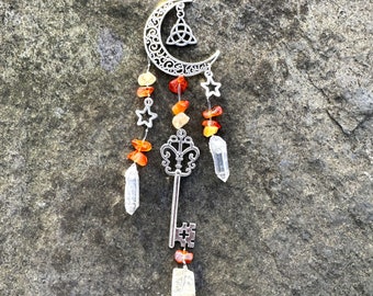 Crystal Suncatcher | Creativity Confidence Inspiration | Car Charm | Witchy Décor | Selenite | Obsidian | Real Crystals 100% Natural