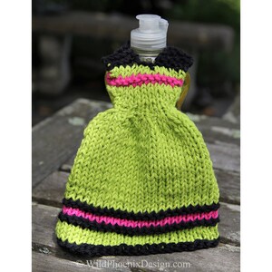 Hand Knit Cotton Dish Soap Dress - Green Kitchen Decor