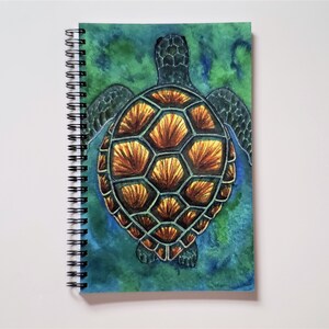 Sea Turtle Art Print Notebook: Original Watercolor Art, Ruled Line Journal (6x8in)