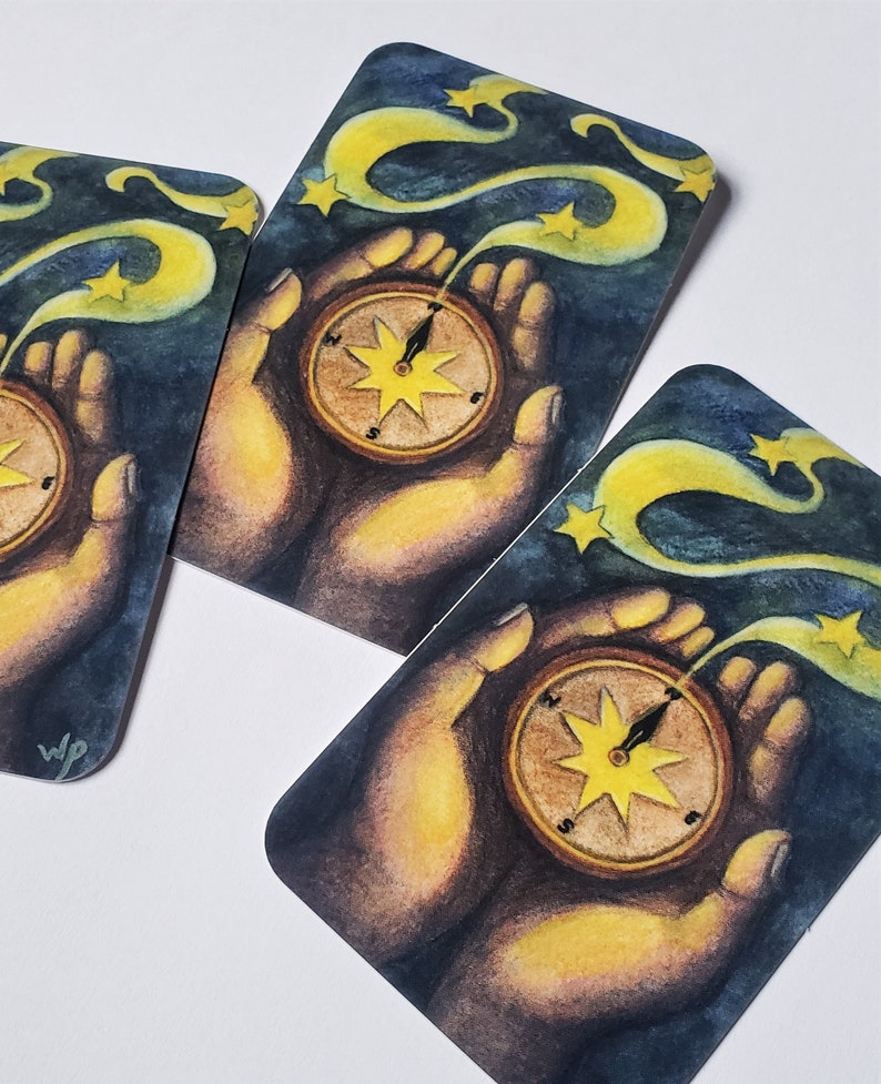 compass glossy vinyl sticker art print watercolor painting