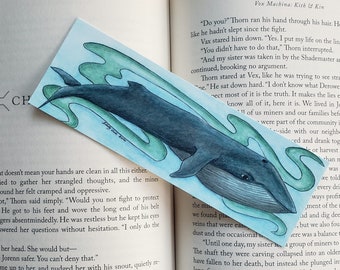 Blue Whale Art Print Bookmark | Watercolor Painting | Ocean Life Sea Creature | Wildlife Art | Book Lover Gift | Original Art | Stationary