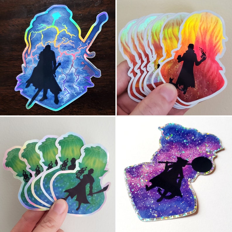 Fjord Critical Role Holographic Sticker Art Print Watercolor Painting Critter CR Fanart D&D Art 2.5x3.5 inch Glossy Stationary image 5