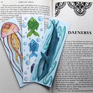 Ocean Life Art Bookmarks: Laminated Watercolor Sea Creatures (Set of 3)