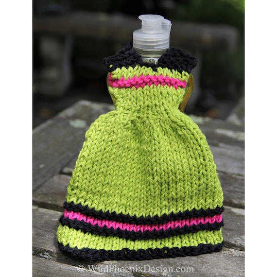 Hand Knit Cotton Dish Soap Dress - Green Kitchen Decor - Etsy