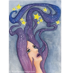 Galaxy Dreamer Art PRINT - Origineel aquarelschilderij - Giclée - Woondecoratie, Muurkunst