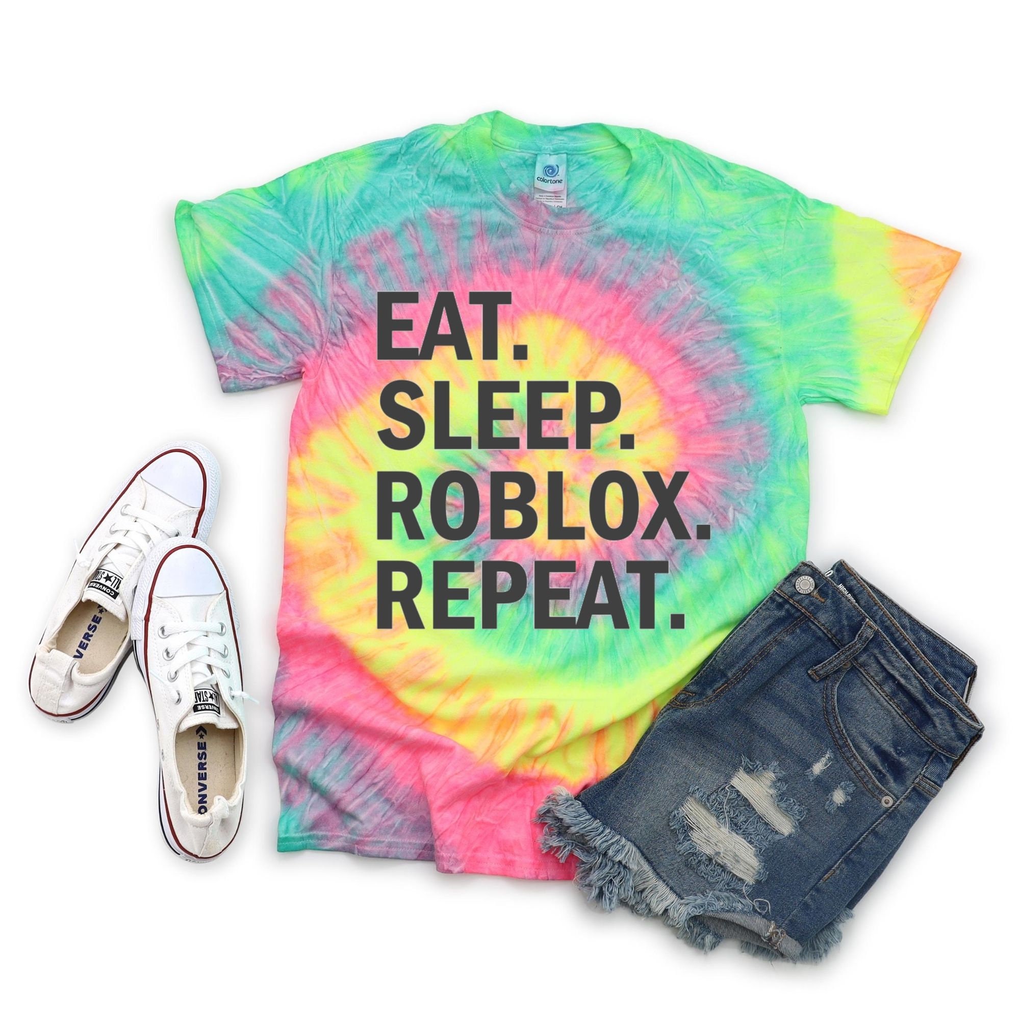 Eat Sleep Roblox Repeat Shirt Roblox Shirt Roblox Birthday Shirt Tie Dye Shirt Roblox Girls Shirt - shirt with tie roblox