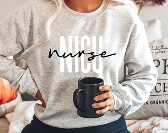 Moletom de enfermeira NICU, moletom com gola redonda para mulheres, presentes de enfermeira NICU, moletom com gola redonda para enfermeira NICU, camisa de enfermeira NICU