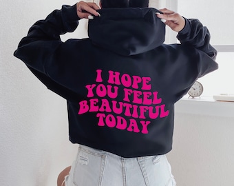 VSCO Sweatshirt, Y2K Trendy Hoodie, Preppy Ästhetische Kleidung Crewneck, Positive Freundlichkeit Sweatshirt, Oversized Sweatshirt Worte auf Rücken
