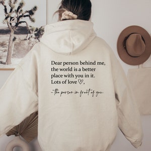 Mental Health Awareness Hoodie, Dear Person Behind Me Oversized Hoodie, Aesthetic Hoodie, Trendy Sweatshirt, Y2K Positive Hoodie