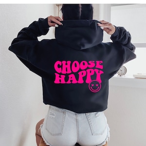 VSCO Preppy Esthétique Crewneck Trendy Kindness Vêtements pour adolescents Sweat-shirt surdimensionné Y2K Citation positive Hoodie Choisissez Happy Crewneck