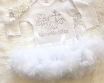 After Christening Outfit-After Party Outfit--Baptism Shirt-Baby Girl Pettiskirt Outfit-Girls FULL OUTFIT custom