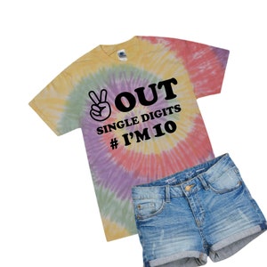 10th Birthday Shirt Girl,10th Birthday Shirt Girl,Double Digit Girls Birthday Shirt,Double Digits,Tenth Birthday,Peace Out Single Digits