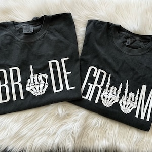 Bride and Groom Shirt, Bachelorette Party Halloween Shirt, Comfort Colors Shirt, Halloween Bachelorette Party, Bride or Die, Gothic Bride