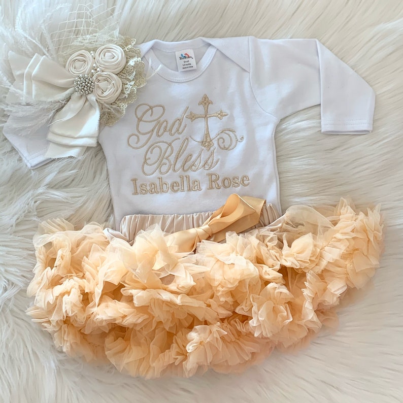 After Christening Outfit for Baby Girl God Bless Onesie Etsy