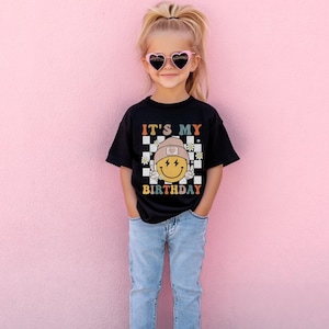 Retro Girls 10th Birthday Shirt, Checkered Tenth Birthday Tee, Personalized 10th Birthday Girl Tshirt, Ten is a Vibe Double Digits Tee