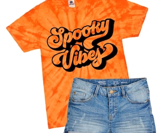 Tie Dye Halloween Shirt,Spooky Vibes Shirt,Girls Halloween Shirt,Teen Halloween Shirt,Tween Halloween Shirt
