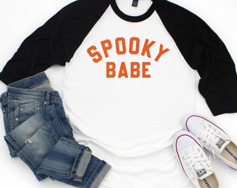 Spooky BabeGirls Halloween Shirt, Witches Halloween Shirt, Pumpkin Patch Shirt for Girls, Halloween Shirt for Girls