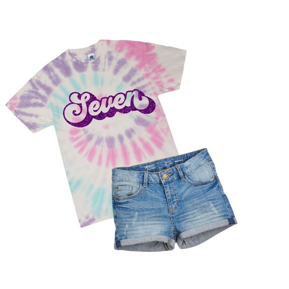 7th Birthday Shirt, Seventh Birthday, 7 year old Birthday Gift, Girls 7th Birthday Shirt, Tie Dye Birthday Shirt