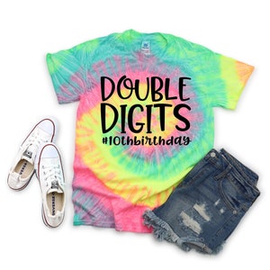 10. Geburtstag Shirt Mädchen, 10.Geburtstag Shirt Mädchen, zweistelliges Mädchen Geburtstag Shirt, 10. Geburtstag Shirt, Tie Dye MR