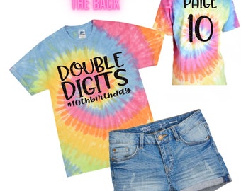 10th Birthday Girl, 10th Birthday Shirt Girl, Double Digits Birthday Shirt, 10 Year Old Birthday Gift, Tie Dye Birthday Shirt