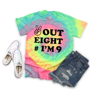 9th Birthday Shirt, Girls 9th Birthday Shirt, 9 year old birthday shirt for girl, Tie Dye Birthday Shirt, Birthday Shirt for Girls 9