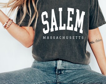 Salem Massachusetts colores camisa de Halloween para mujeres, sudadera de Salem Massachusetts, despedida de soltera de Halloween, camiseta de bruja de Halloween