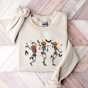 Halloween Dancing Skeleton Sweatshirt, Halloween Spooky Season Skull Shirt, Funny Halloween Sweatshirt, Halloween 2023 Pumpkins Crewneck