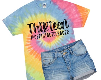13th Birthday Shirt, Thirteenth Birthday,Official Teenager Shirt,Thirteen and Quarantined,Girls 13th Birthday Shirt,Quaranteen Tie Dye