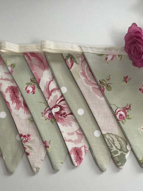 NEW!!…Shabby chic Green bunting