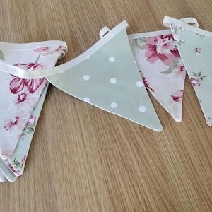 NEW!!…Shabby chic Green bunting image 2