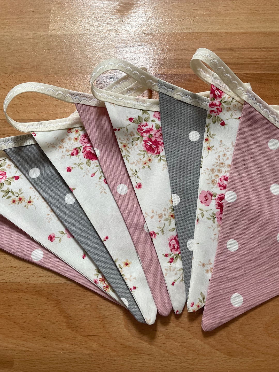 Elegant, Rosebud and Spotty Shabby Chic Double Sided Hand Made Fabric ...