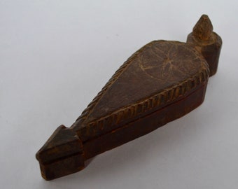 Vintage India Carved Wood Kumkum / Tika Box